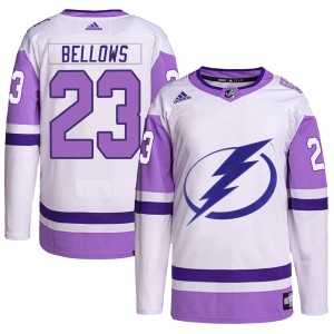 Men's Tampa Bay Lightning Brian Bellows Adidas Authentic Hockey Fights Cancer Primegreen Jersey - White/Purple