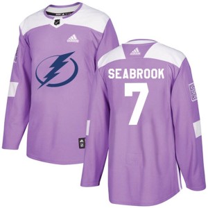 Youth Tampa Bay Lightning Brent Seabrook Adidas Authentic Fights Cancer Practice Jersey - Purple