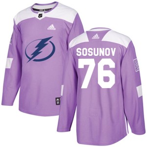 Youth Tampa Bay Lightning Oleg Sosunov Adidas Authentic Fights Cancer Practice Jersey - Purple