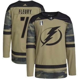 Men's Tampa Bay Lightning Haydn Fleury Adidas Authentic Military Appreciation Practice 2022 Stanley Cup Final Jersey - Camo