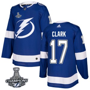 Men's Tampa Bay Lightning Wendel Clark Adidas Authentic Home 2020 Stanley Cup Champions Jersey - Blue