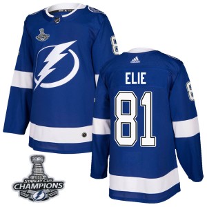 Men's Tampa Bay Lightning Remi Elie Adidas Authentic Home 2020 Stanley Cup Champions Jersey - Blue