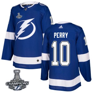 Men's Tampa Bay Lightning Corey Perry Adidas Authentic Home 2020 Stanley Cup Champions Jersey - Blue