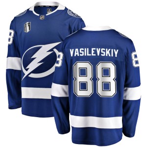 Men's Tampa Bay Lightning Andrei Vasilevskiy Fanatics Branded Breakaway Home 2022 Stanley Cup Final Jersey - Blue
