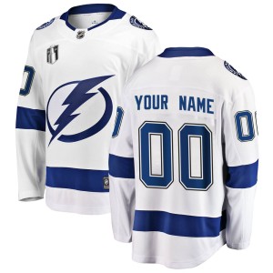 Youth Tampa Bay Lightning Custom Fanatics Branded Breakaway Away 2022 Stanley Cup Final Jersey - White