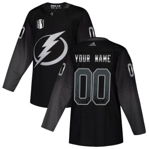 Youth Tampa Bay Lightning Custom Adidas Authentic Alternate 2022 Stanley Cup Final Jersey - Black