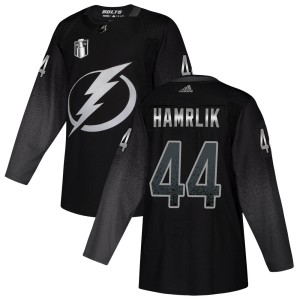 Youth Tampa Bay Lightning Roman Hamrlik Adidas Authentic Alternate 2022 Stanley Cup Final Jersey - Black