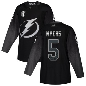 Youth Tampa Bay Lightning Philippe Myers Adidas Authentic Alternate 2022 Stanley Cup Final Jersey - Black