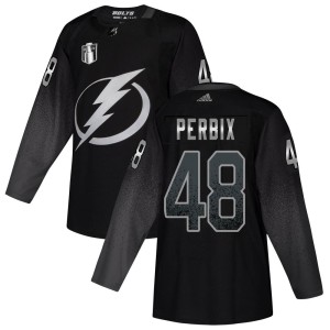 Youth Tampa Bay Lightning Nick Perbix Adidas Authentic Alternate 2022 Stanley Cup Final Jersey - Black