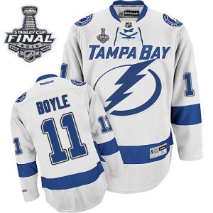 Men's Tampa Bay Lightning Brian Boyle Reebok Premier Away 2015 Stanley Cup Patch Jersey - White
