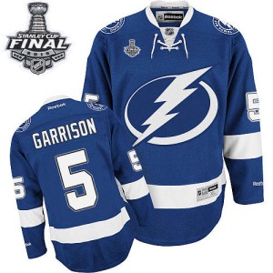 Men's Tampa Bay Lightning Jason Garrison Reebok Premier Home 2015 Stanley Cup Patch Jersey - Royal Blue