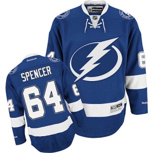 Men's Tampa Bay Lightning Matthew Spencer Reebok Authentic Home Jersey - Royal Blue