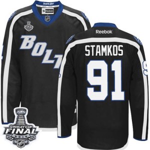 Men's Tampa Bay Lightning Steven Stamkos Reebok Authentic New Third 2015 Stanley Cup Patch Jersey - Black