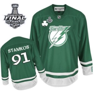 Men's Tampa Bay Lightning Steven Stamkos Reebok Authentic St Patty's Day 2015 Stanley Cup Patch Jersey - Green