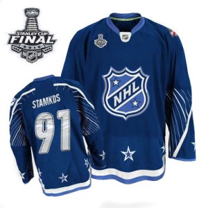 Men's Tampa Bay Lightning Steven Stamkos Reebok Authentic 2011 All Star 2015 Stanley Cup Patch Jersey - Navy Blue