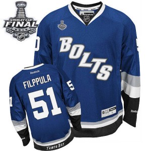Men's Tampa Bay Lightning Valtteri Filppula Reebok Authentic Third 2015 Stanley Cup Patch Jersey - Royal Blue