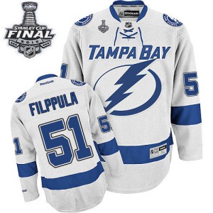 Men's Tampa Bay Lightning Valtteri Filppula Reebok Authentic Away 2015 Stanley Cup Patch Jersey - White