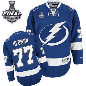 Men's Tampa Bay Lightning Victor Hedman Reebok Premier Home 2015 Stanley Cup Patch Jersey - Royal Blue