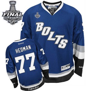 Men's Tampa Bay Lightning Victor Hedman Reebok Premier Third 2015 Stanley Cup Patch Jersey - Royal Blue