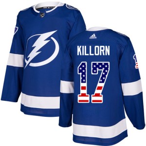 Men's Tampa Bay Lightning Alex Killorn Adidas Authentic USA Flag Fashion Jersey - Blue