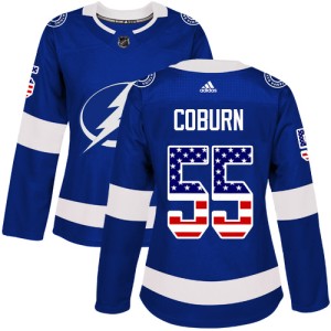 Women's Tampa Bay Lightning Braydon Coburn Adidas Authentic USA Flag Fashion Jersey - Blue