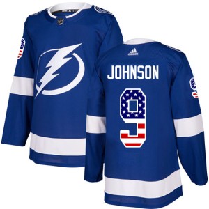 Men's Tampa Bay Lightning Tyler Johnson Adidas Authentic USA Flag Fashion Jersey - Blue