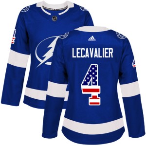 Women's Tampa Bay Lightning Vincent Lecavalier Adidas Authentic USA Flag Fashion Jersey - Blue