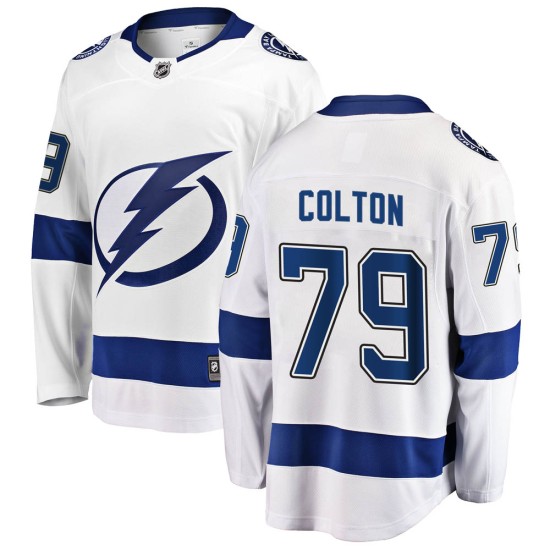 Men's Tampa Bay Lightning Ross Colton Fanatics Branded Breakaway Away Jersey - White