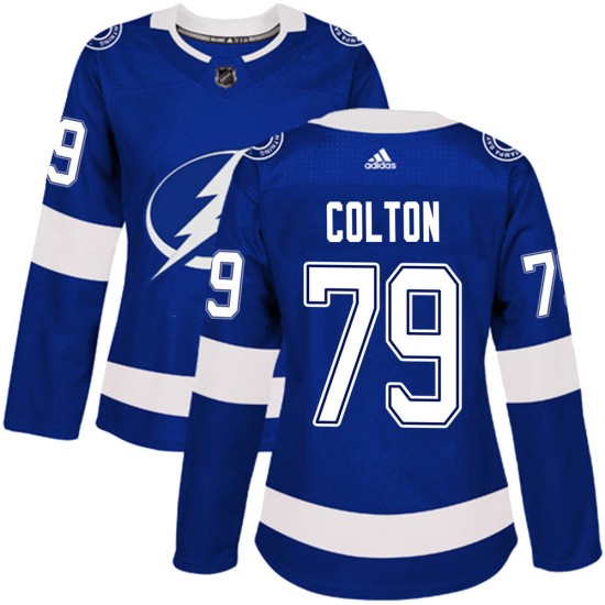 Women's Tampa Bay Lightning Ross Colton Adidas Authentic Home Jersey - Blue
